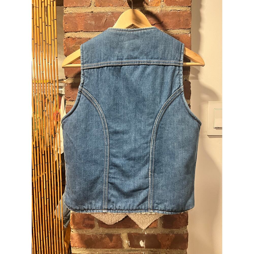 Do Nothing by Sedgefield Vintage Sherpa Lined Denim Vest Western Workwear Small - Picture 3 of 7
